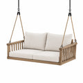 Balancelle suspendue 2 places 160 x 80 x 65 cm en bois naturel, beige et noir
