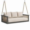 Banquette suspendue 2 places 160 x 80 x 65 cm en métal, corde tressée et textile Beige/Anthracite