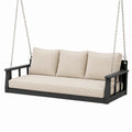 Banquette suspendue 3 places 180 x 80 x 65 cm en métal noir avec coussins beiges