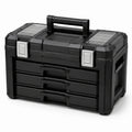 Boîte de rangement portable à 4 tiroirs 51 x 29 x 31 cm Noir/Argent