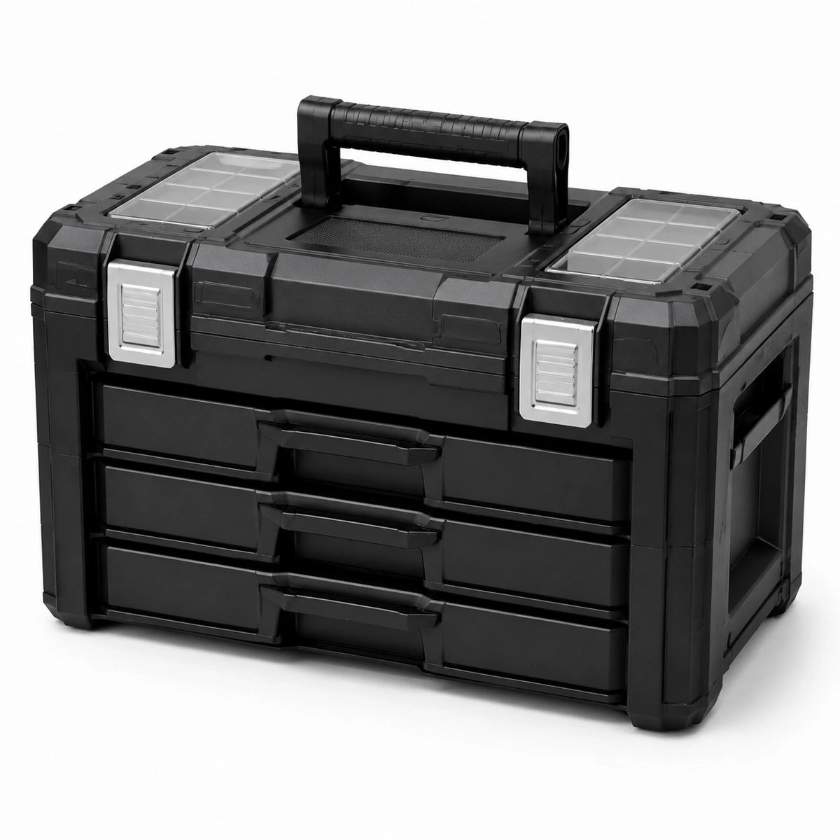 Boîte de rangement portable à 4 tiroirs 51 x 29 x 31 cm Noir/Argent