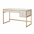 Bureau contemporain blanc et doré avec 3 tiroirs, 120 x 60 x 76 cm