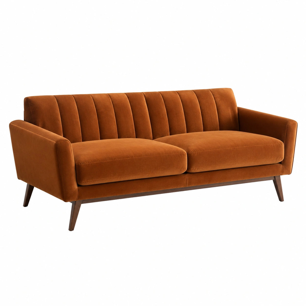 Canapé rétro 2 places en velours marron, 170 x 83 x 83 cm