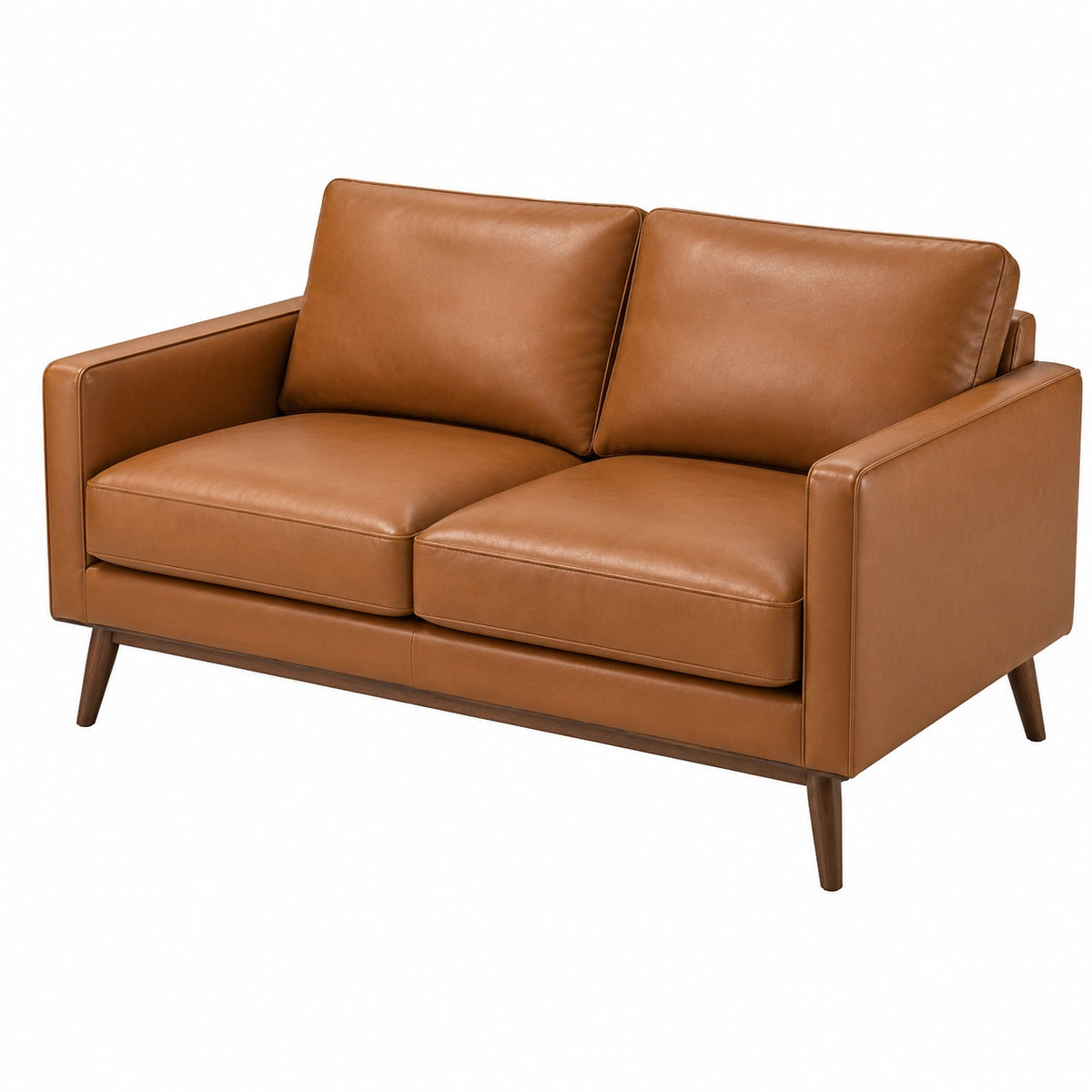 Canapé moderne 2 places marron aspect cuir, 160 x 90 x 85 cm