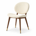 Chaise contemporaine 52 x 57 x 82 cm en tissu bouclette écru, bois brun et détails dorés