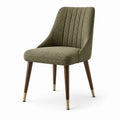 Chaise contemporaine en tissu vert, 55 x 61 x 86 cm, pieds en bois marron avec embouts dorés