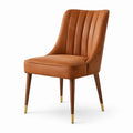 Chaise contemporaine en similicuir marron et doré, 62 x 62 x 88 cm