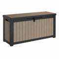 Coffre de rangement extérieur en résine beige et noir, 120 x 60 x 70 cm, couvercle verrouillable