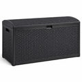 Coffre de rangement extérieur en plastique tressé noir 120 x 56 x 63 cm avec couvercle