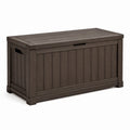Coffre de rangement extérieur en résine effet bois Brun foncé 120 x 60 x 65 cm avec couvercle
