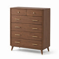 Commode rétro à 6 tiroirs en bois brun et doré, 100 x 45 x 120 cm