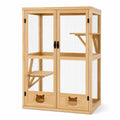 Enclos vertical pour chat en bois naturel et métal noir, 100 x 60 x 150 cm, avec plateformes