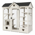 Maisonnette pour chat 180 x 90 x 180 cm en bois blanc et noir avec plateformes